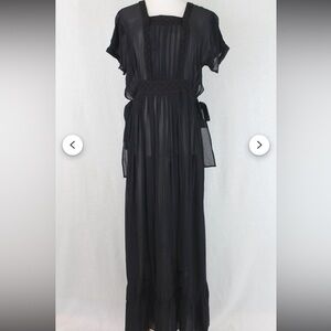 Levi's Made & Crafted Vintage 100% Silk Black Overlay Maxi Dress Kaftan size 0